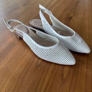 Rockport White Perforated Slingback Flats
